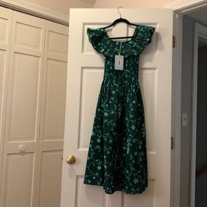 Hill House Nap Dress - green botanical print